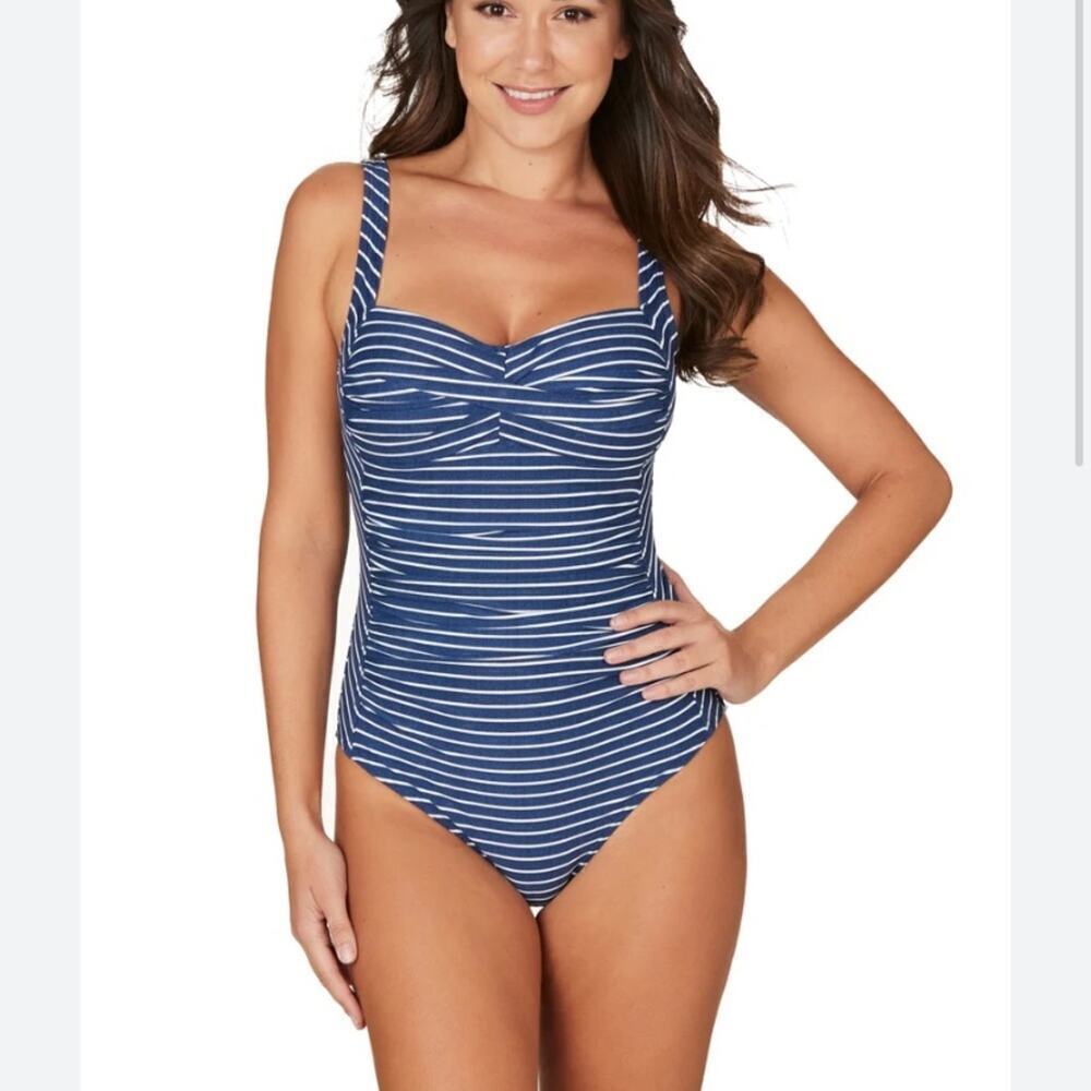 Niptuck Swim | Riviera Stripe Joanne One Piece Multi Fit Cup Swimsuit Size 8